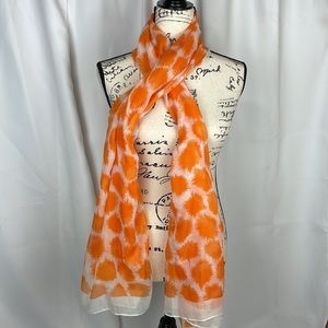 Nwt Gena Wrap Scarf Orange White Spots Dots Casual All Season